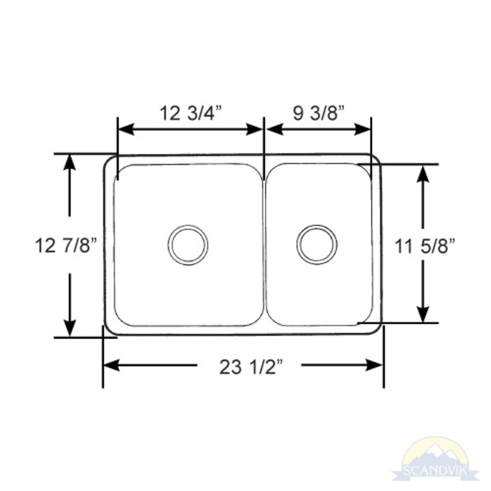 Scandvik Sinks - Double Satin Finish 18/10 SS (1/2" Flange Width - Under Mount)_Additional1