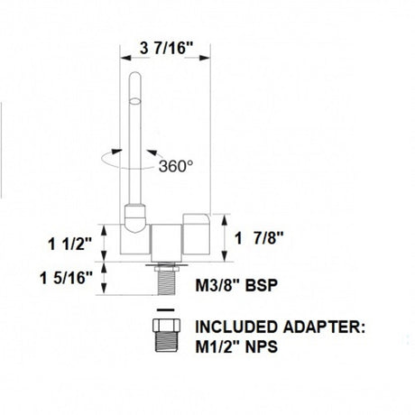 Scandvik Faucets - Folding Cold Water Tap w/ High Reach Swivel & Spout - Brushed PVD_Additional1