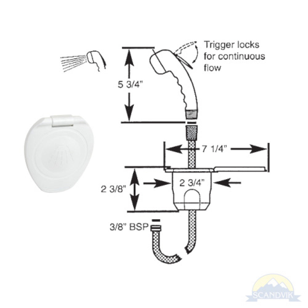 Scandvik Showers - Transom Composite Recessed - White Handle w/ 6' White Hose_Additional1