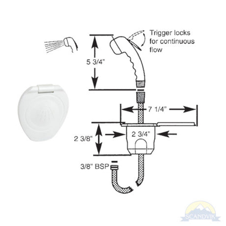 Scandvik Showers - Transom Composite Recessed - White Handle w/ 6' White Hose_Additional1