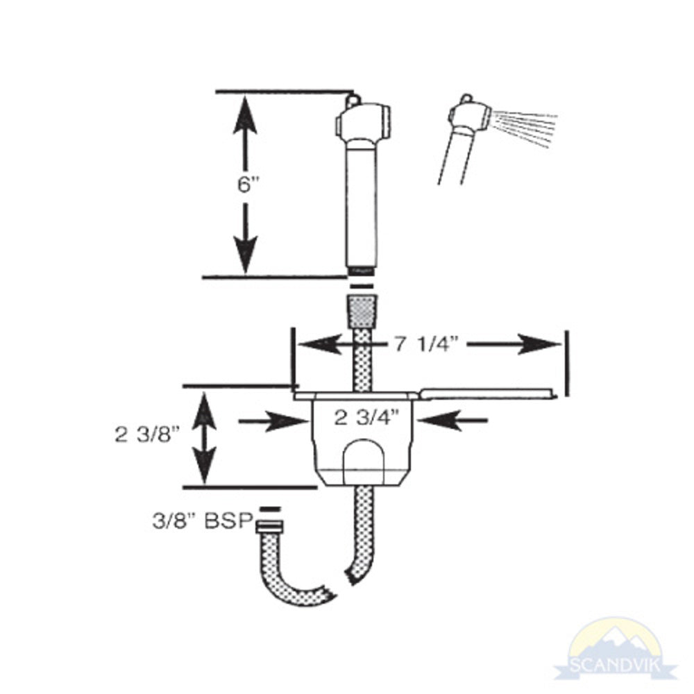 Scandvik Showers - Transom 316 SS Recessed - Black w/ 6' black Hose_Additional1