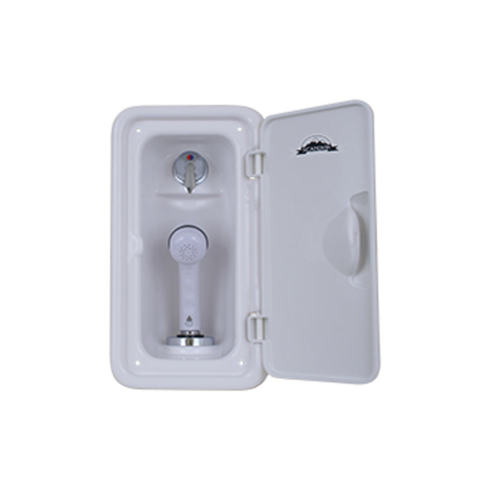 Scandvik Shower Boxes - Vertical Single Lever Mixing Valve - White sprayer w/ 13' White Hose