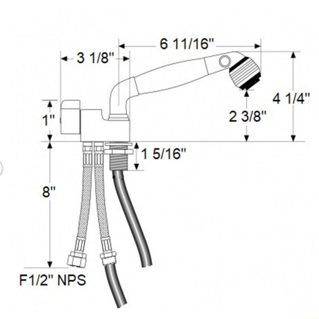 Scandvik Faucets - Combo Fixtures Cold Water - White Handle w/ 5' White Hose_Additional1