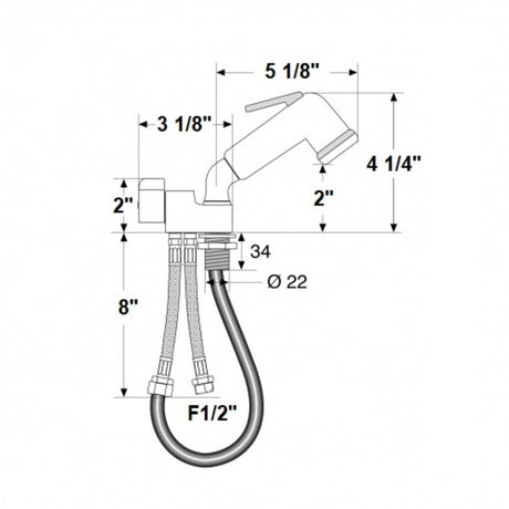 Scandvik Faucets - Combo Fixtures Cold Water - White Handle w/ 5' White Hose_Additional1