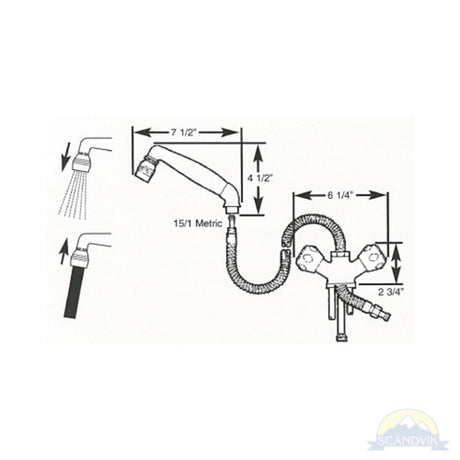 Scandvik Faucets - Combo Fixtures w/o Conservation Valve - White Handle w/ 5' White Hose_Additional1