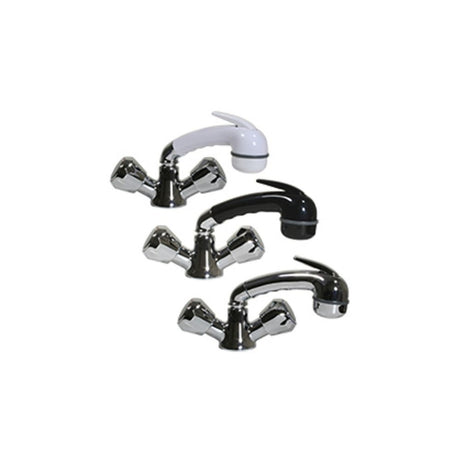 Scandvik Faucets - Combo Fixtures Standard Euro Handle - Black Handle 5' Chrome Flex Hose