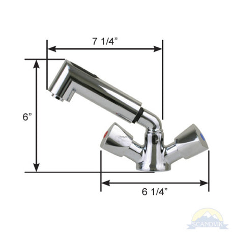 Scandvik Faucets - Combo Fixtures Faucet And Shower - Triangle Knobs w/ 5' White Hose_Additional1