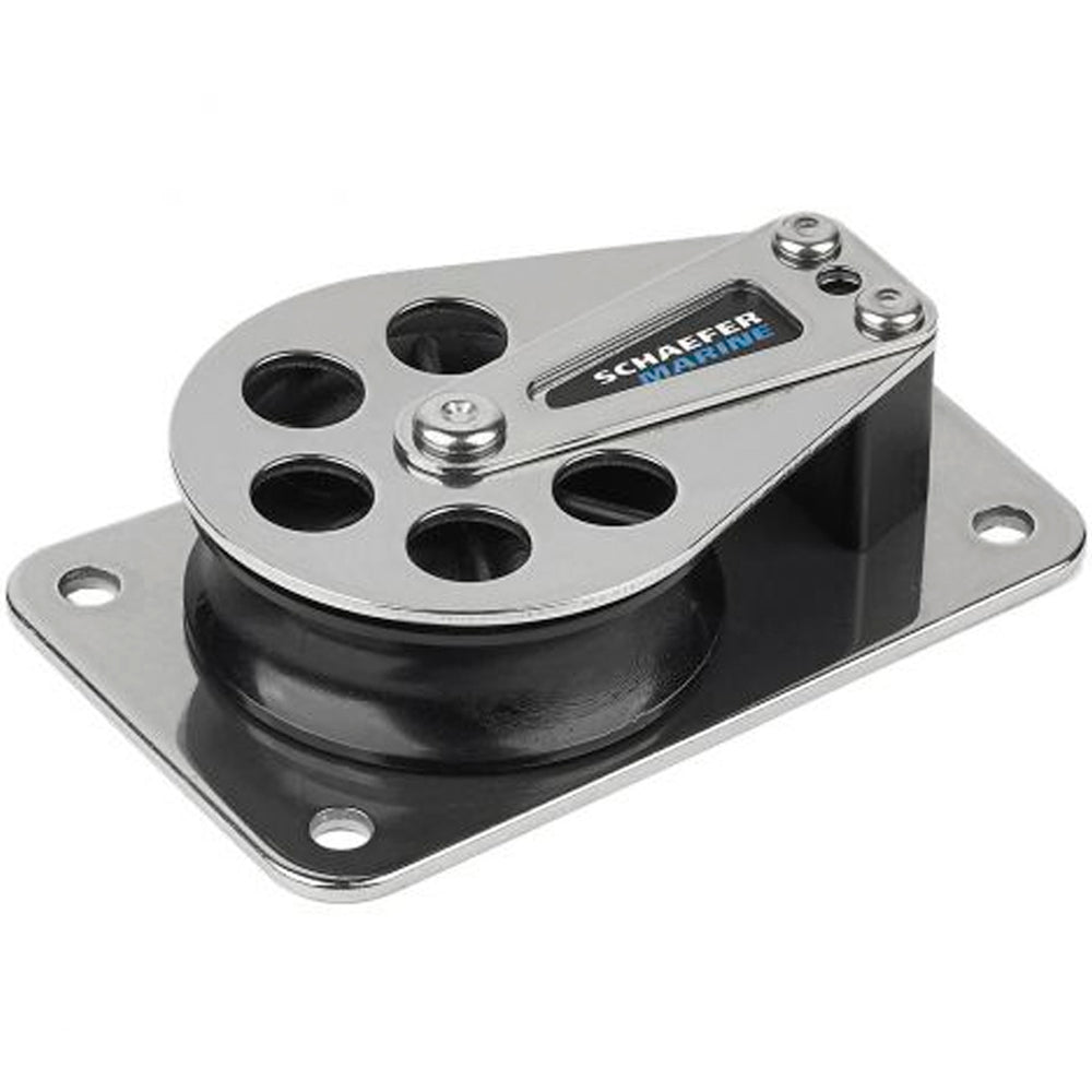 Schaefer Flat Base SS Single Cheek Block / Delrin 2 3/8 in. (60 mm) Dia. Sheave