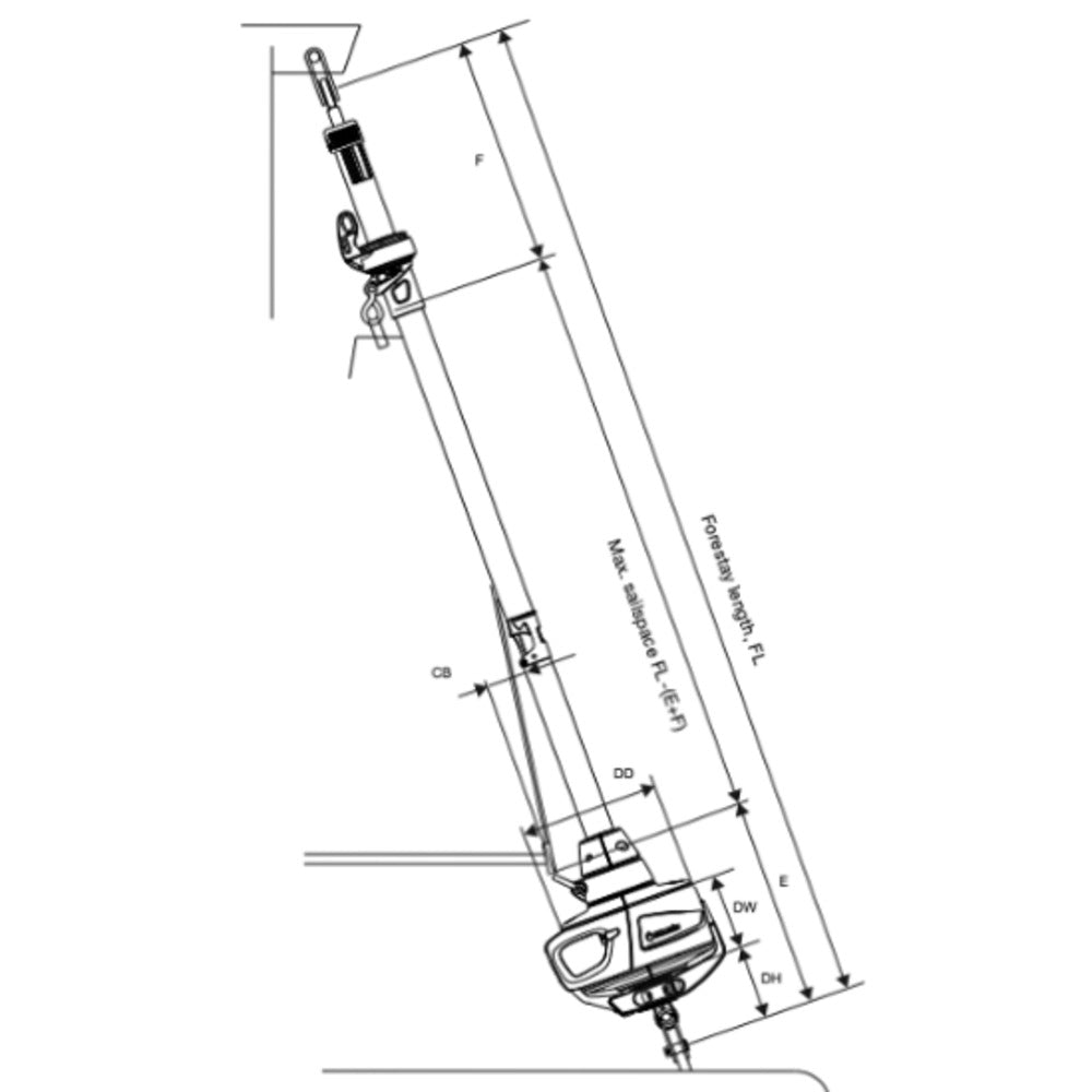 Selden Furlex 104S Furling System for 5/32" (4mm) Wire, 5/16" Pin, 26' 5" Max Forestay Length_Additional1