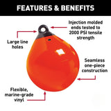 Taylor Made 9" Tuff End Inflatable Vinyl Buoy - Orange_Additional1