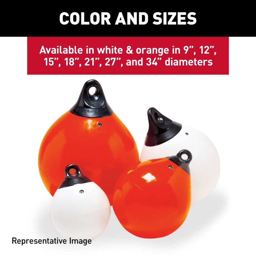 Taylor Made 9" Tuff End Inflatable Vinyl Buoy - Orange_Additional2