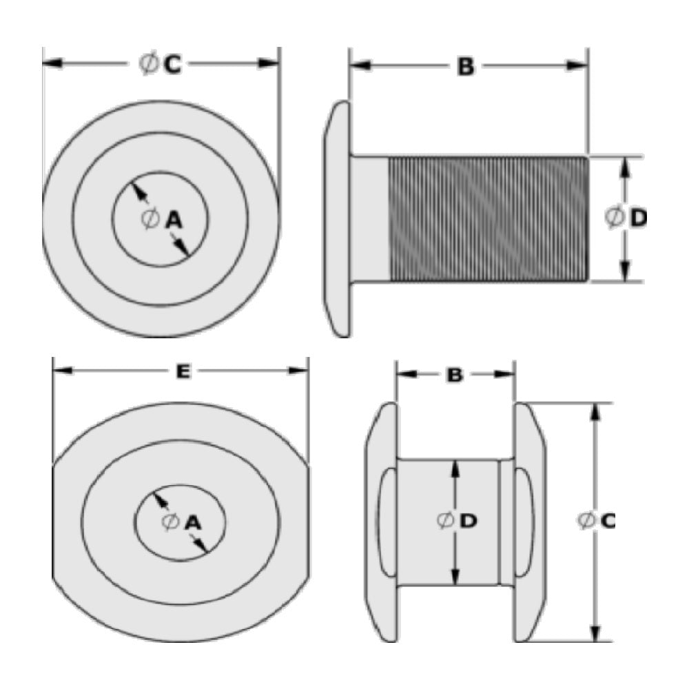 Tylaska Rope Bushing 10S - Two Piece (10-12mm Deck)_Additional1