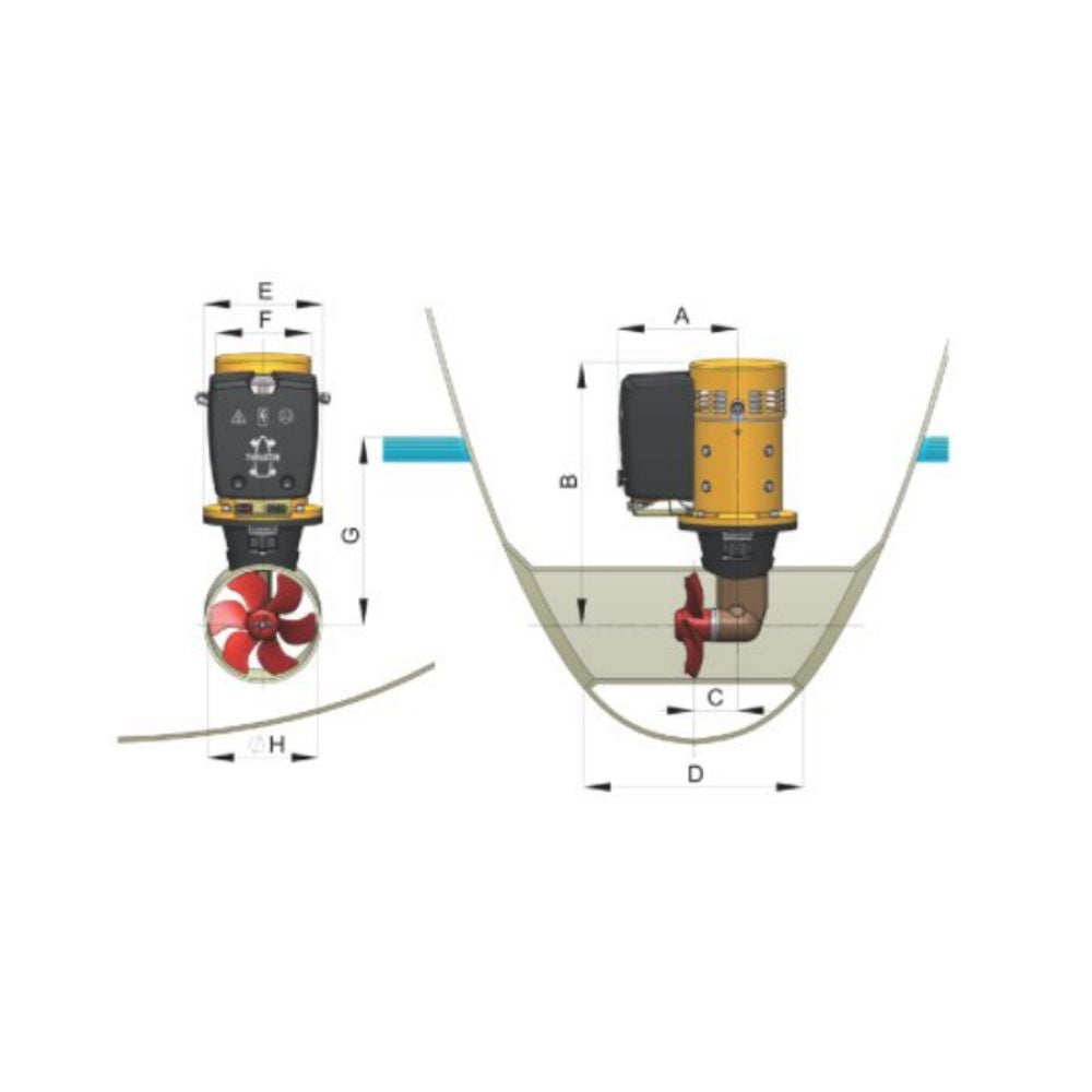 Vetus Bow Thruster 121 lbf (55 kgf), 12V, Tube 5 29/32"_Additional1