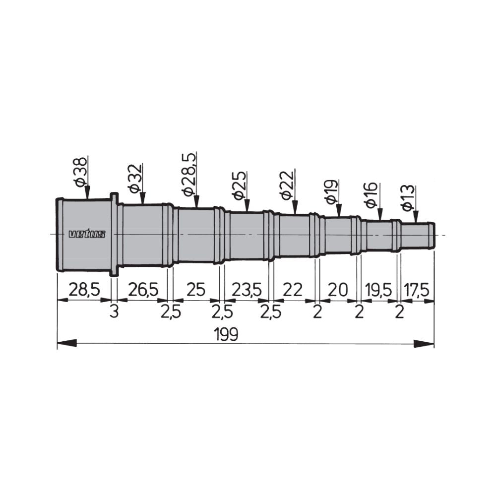 Vetus Hose adapter, 1/2 ' - 1 1/2" (13 - 38 mm)Plastic_Additional1