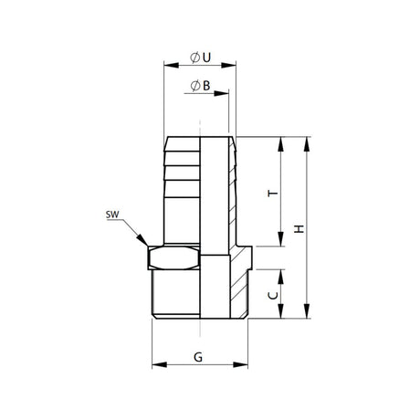 Vetus Bronze Hose Pillar G1 1/4 x 1 1/4"_Additional1