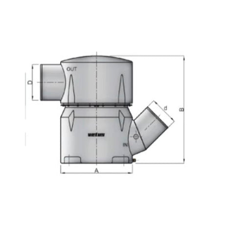 Vetus Exhaust Waterlock - Plastic Waterlock Type MGL Inlet 6" - 45 Degrees, Outlet 8"_Additional1