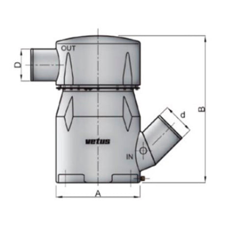 Vetus Exhaust Waterlock - Plastic Waterlock Type MGS Inlet 5" - 45 Degrees, Outlet 5"_Additional1