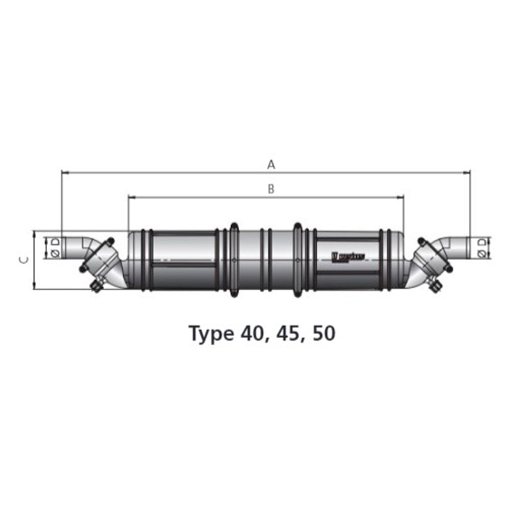 Vetus Exhaust Waterlock - Waterlock Type NLP3 / Muffler 3 Chambers45 MM_Additional1