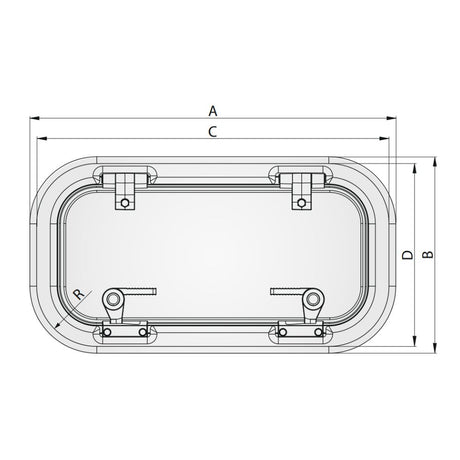 Vetus Porthole PA Category AIII (350x175mm Cut Out) - White Frame / Opaque Lens_Additional1