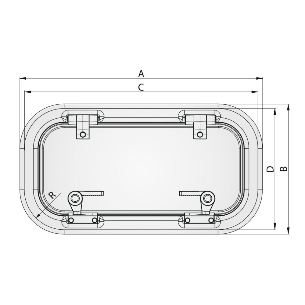 Vetus Porthole PA Category AIII (634x175mm Cut Out) - White Frame / Opaque Lens_Additional1