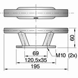 Vetus Stainless Steel cleat Type TAURUS 2, Length 7 11/16"_Additional1