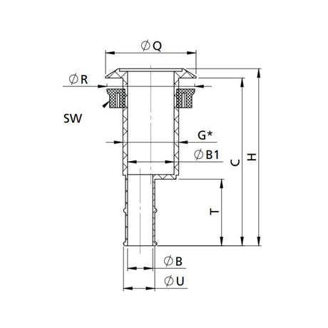 Vetus Thru - Hull Fitting for Hose 1"_Additional1