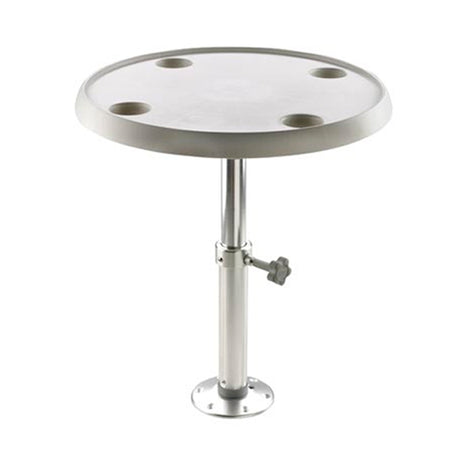 Vetus Round table, 60 cm dia, Adjustable Pedestal and Base Plate, height 50 - 70 cm