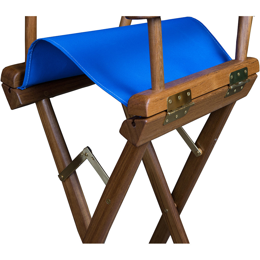 Whitecap Captain&#39;s Chair w/Blue Seat Covers - Teak_Additional2