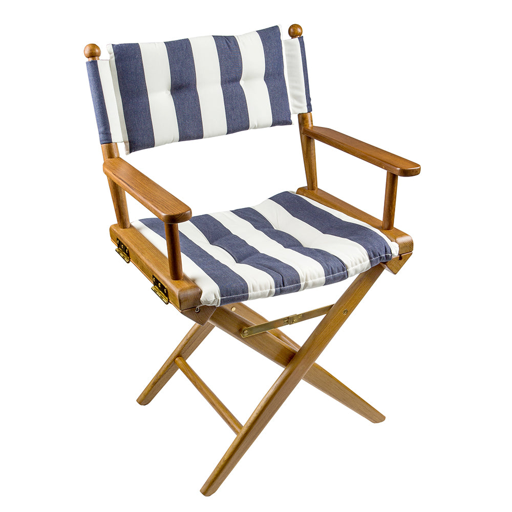 Whitecap Director&#39;s Chair w/Navy &amp; White Cushion - Teak