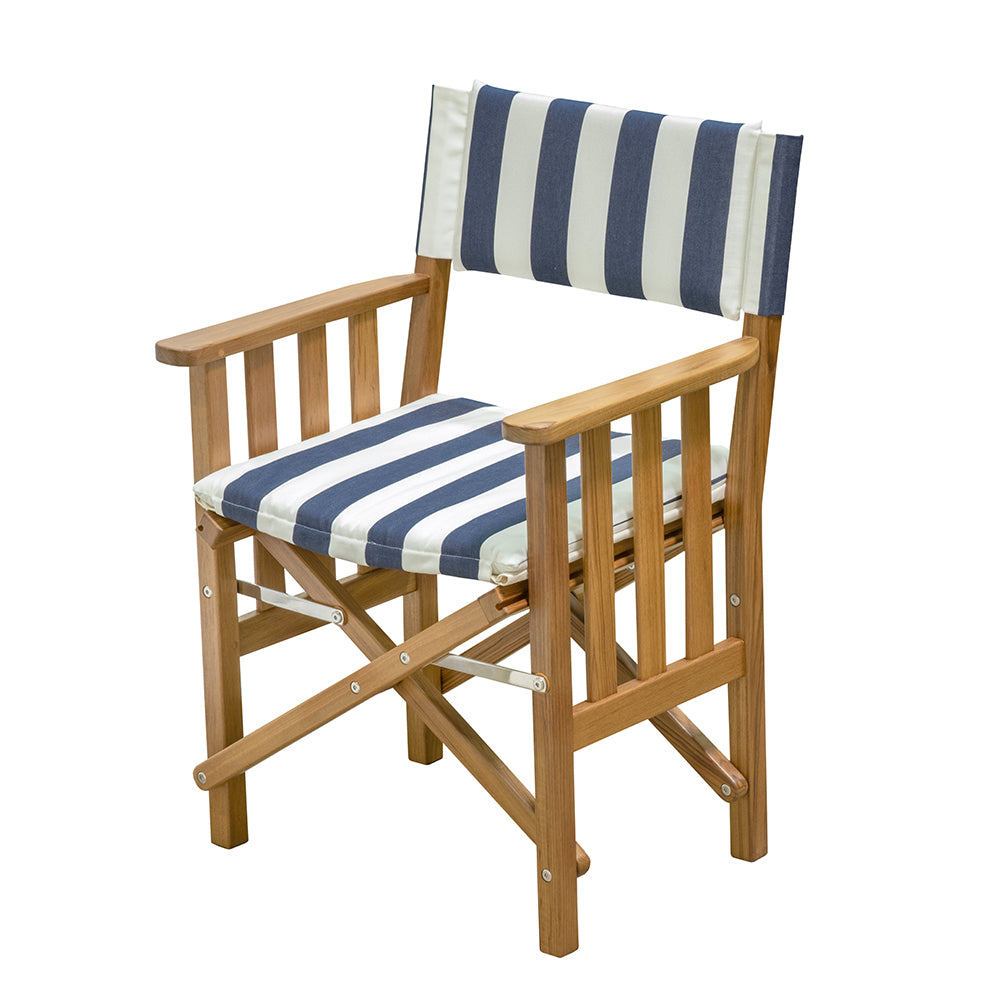 Whitecap Director&#39;s Chair II w/Navy &amp; White Cushion - Teak_Additional1