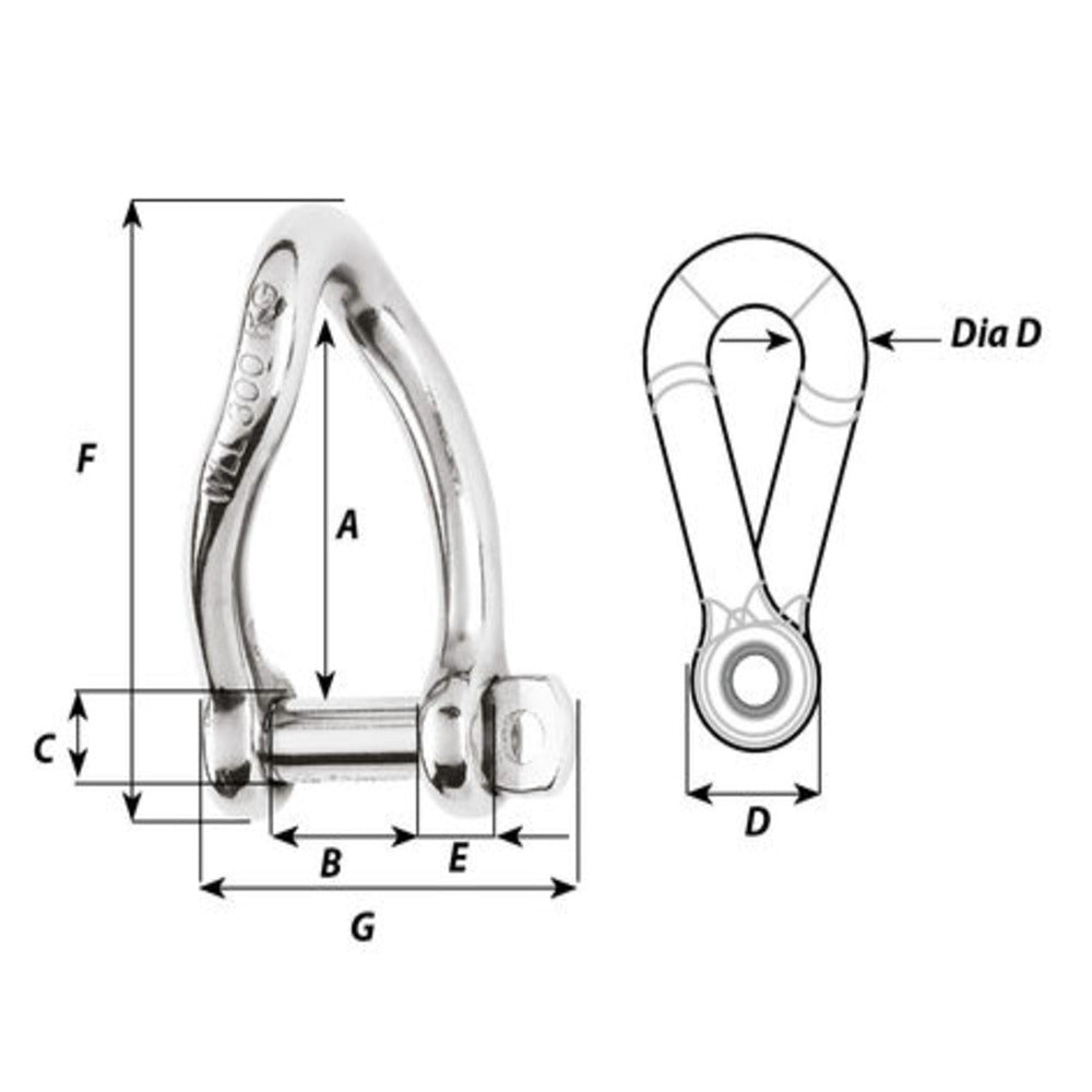 Wichard Self-Locking Twisted Shackle - 3/16 in._Additional1