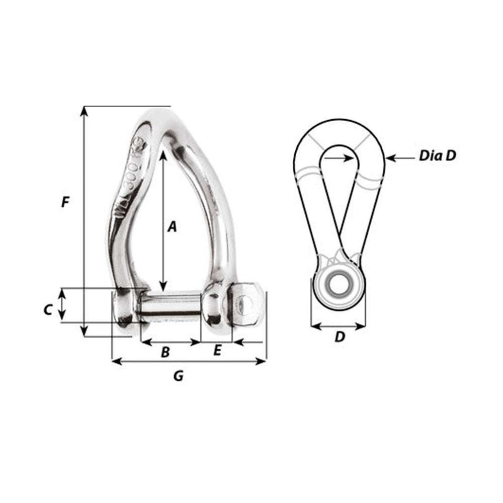 Wichard Self-Locking Twisted Shackle - 5/16 in._Additional1