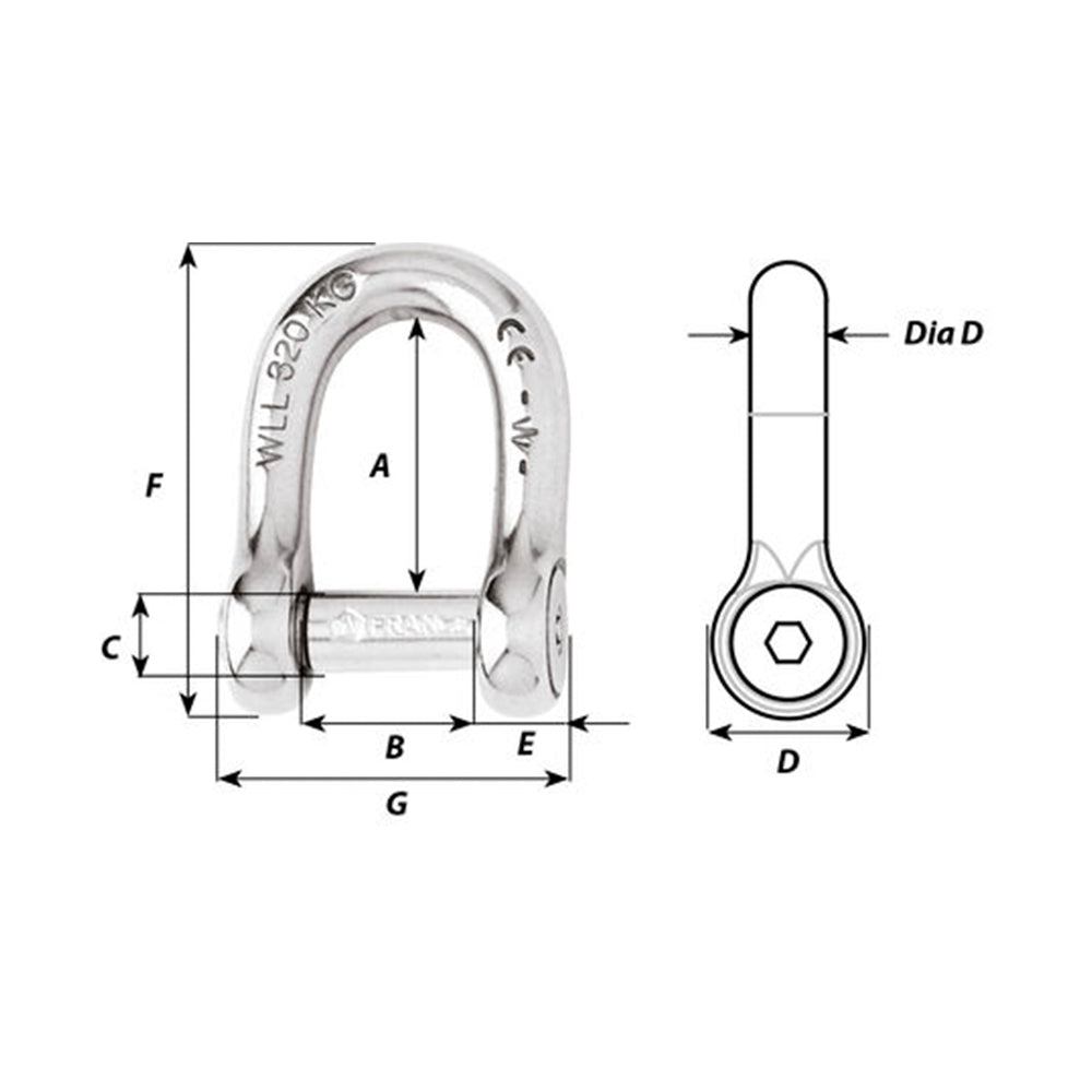 Wichard Self-Locking Allen Head Pin D Shackle - 8mm_Additional1