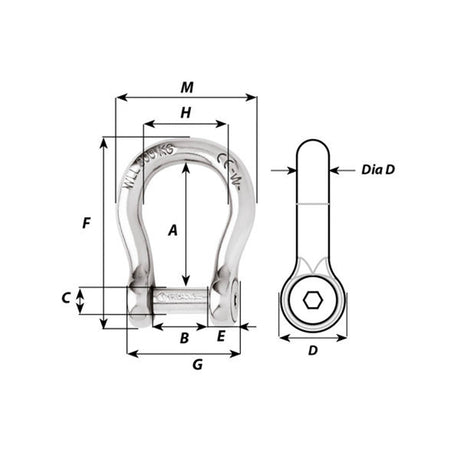 Wichard Self-Locking Allen Head Pin Bow Shackle - 5/16 in._Additional1