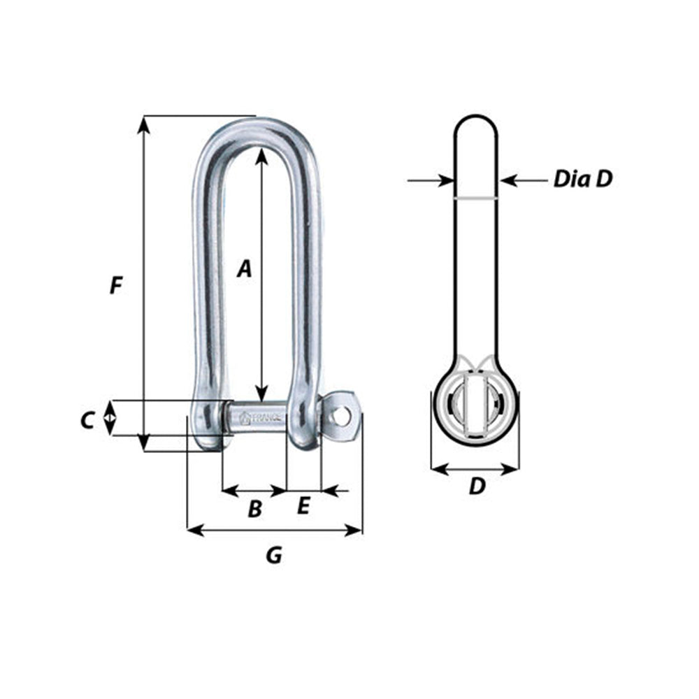 Wichard Captive Pin Long D Shackle - 1/4 in._Additional1