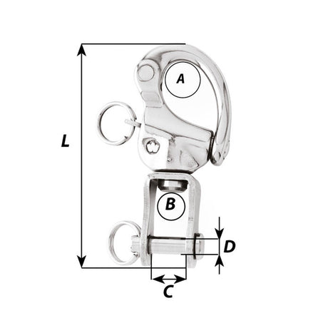 Wichard HR Snap Shackle - Clevis Pin Swivel - Medium_Additional1