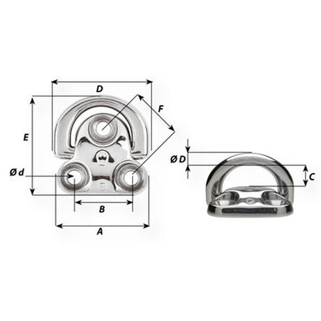 Wichard Single Folding Pad Eye - 1/4 in. (Patented)_Additional1