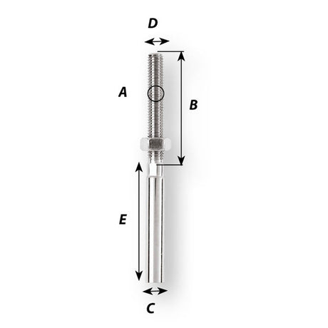 Wichard Swage Stud - M8 Thread - 4mm dia. Wire_Additional1