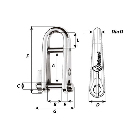 Wichard Key Pin D with Bar Shackle - 5/16 in._Additional1