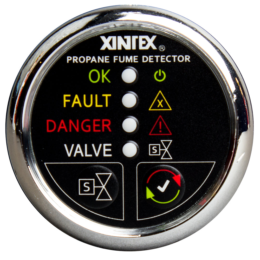 Xintex Propane Fume Detector w/Plastic Sensor  Solenoid Valve - Chrome Bezel Display