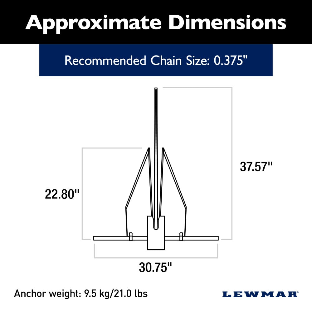 Lewmar Fluke Anchor - LFX (Aluminum) - 21 lb (9.5 kg)