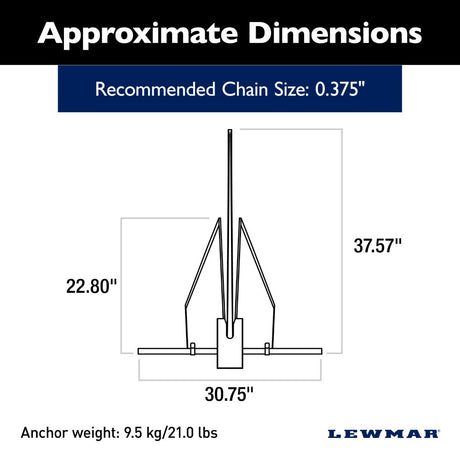 Lewmar Fluke Anchor - LFX (Aluminum) - 21 lb (9.5 kg)