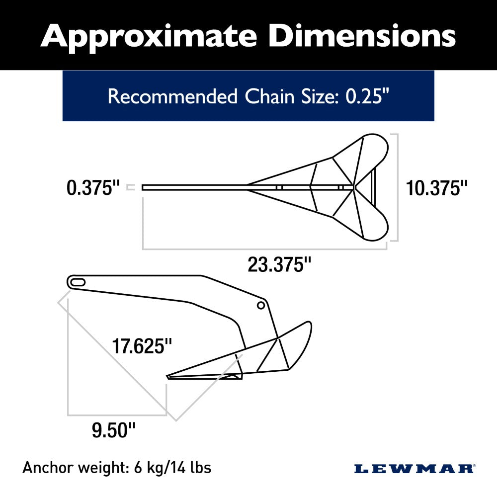 Lewmar Delta Anchor - DTX (Stainless Steel) - 14 lb (6.4 kg)