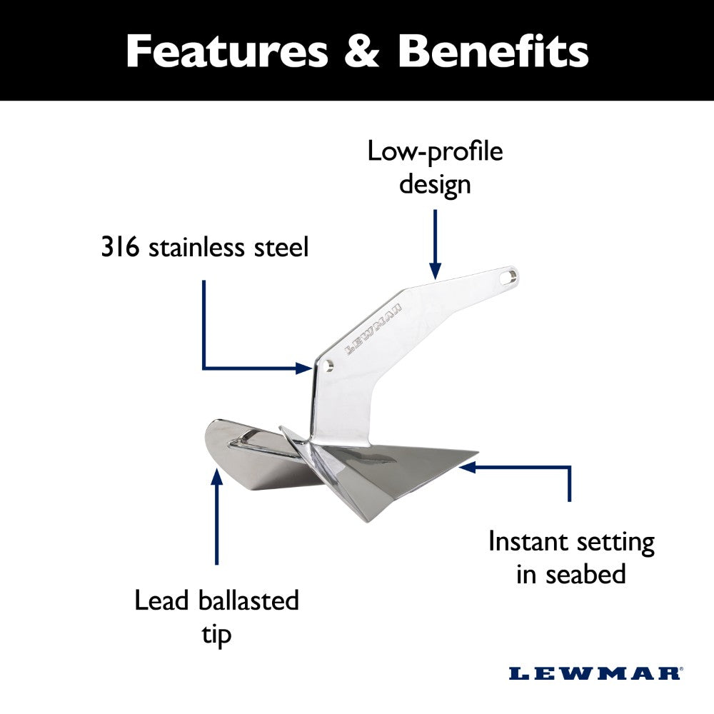 Lewmar Delta Anchor - DTX (Stainless Steel) - 22 lb (10 kg)