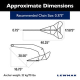 Lewmar Delta Anchor - DTX (Stainless Steel) - 70 lb (31.8 kg)