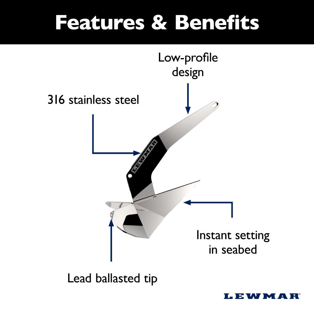 Lewmar Delta Anchor (Stainless Steel) - 14 lb (6.4 kg)