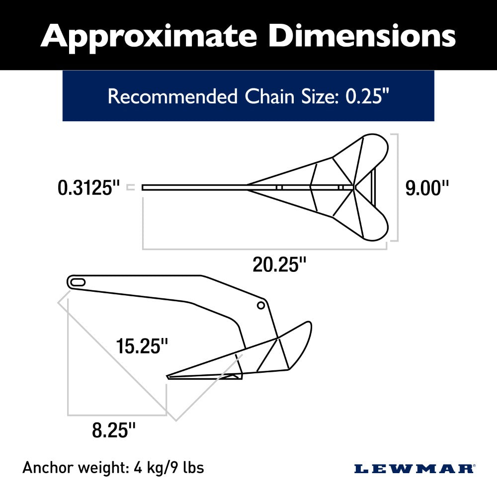 Lewmar Delta Anchor (Galvanised) - 9 lb (4.1 kg)