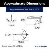 Lewmar Claw Anchor (Galvanised) - 2.2 lb (1 kg)