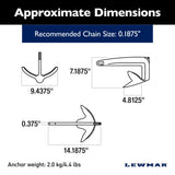 Lewmar Claw Anchor (Galvanised) - 4.4 lb (2 kg)