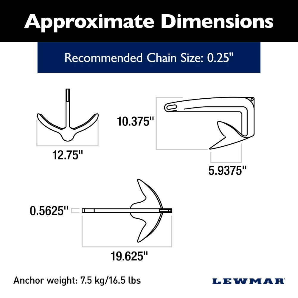 Lewmar Claw Anchor (Galvanised) - 16.5 lb (7.5 kg)